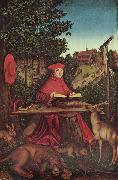 Lucas Cranach Portrat des Kardinal Albrecht von Brandenburg als Hl. Hieronymus im Grunen Germany oil painting artist